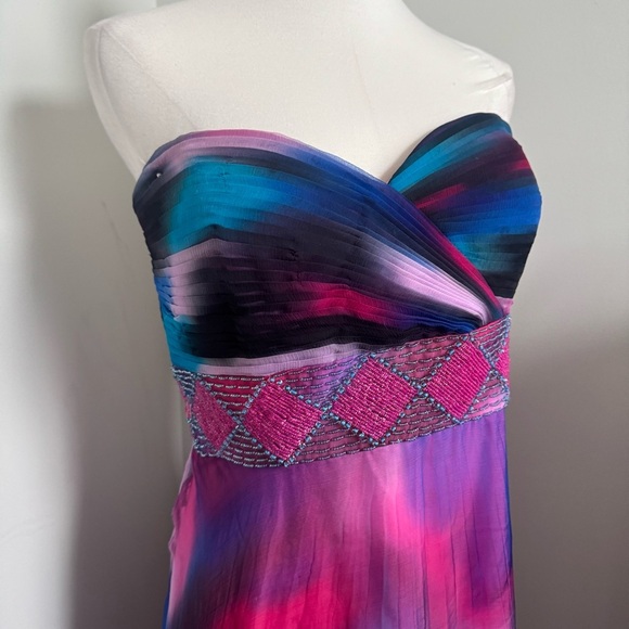 Jovani Strapless Watercolor Maxi Dress – Fairycore Formal Gown 10 silk - Picture 6 of 13